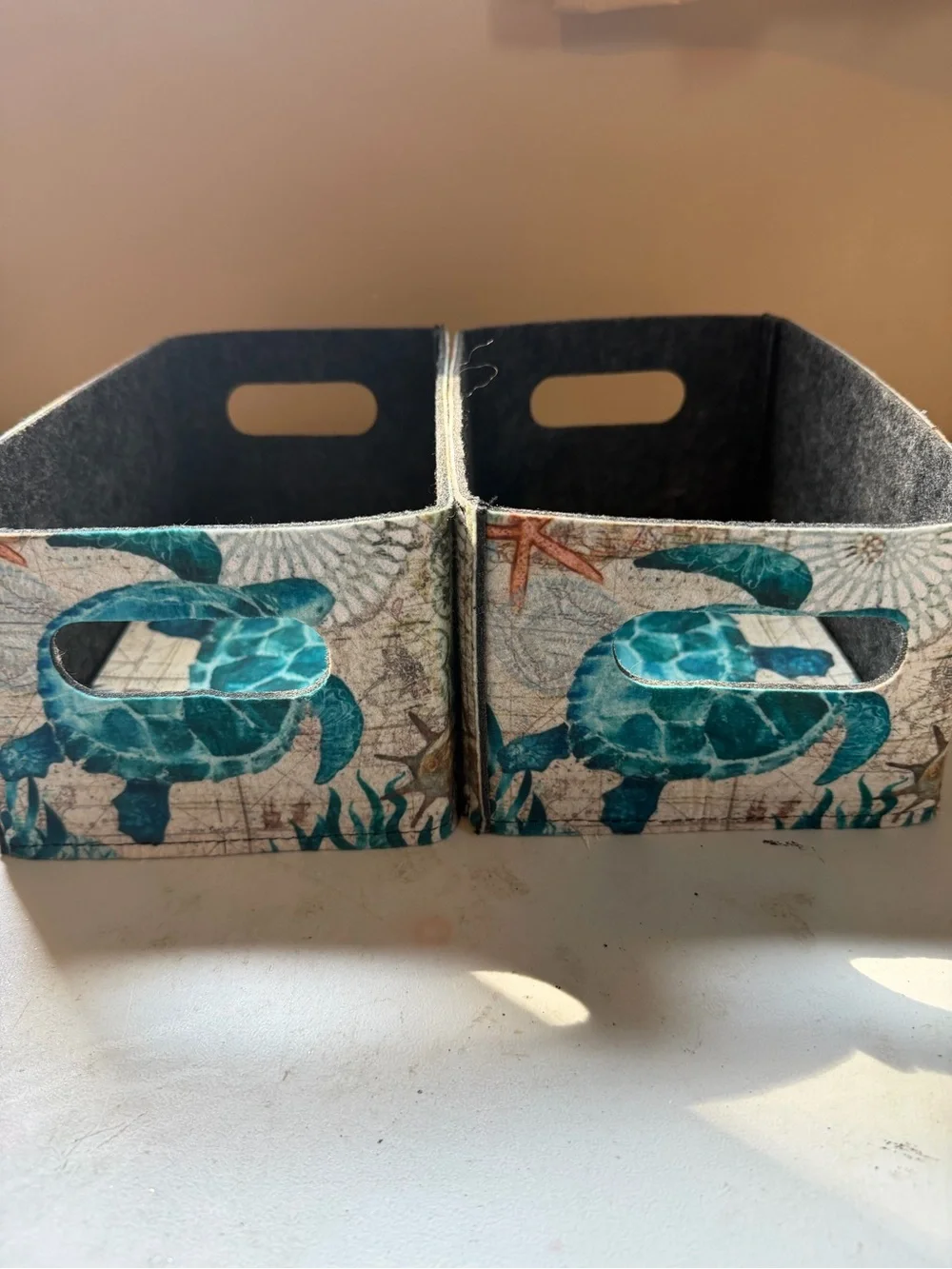 Sea Turtle Decorative Storage Box Set - Teal Accent
